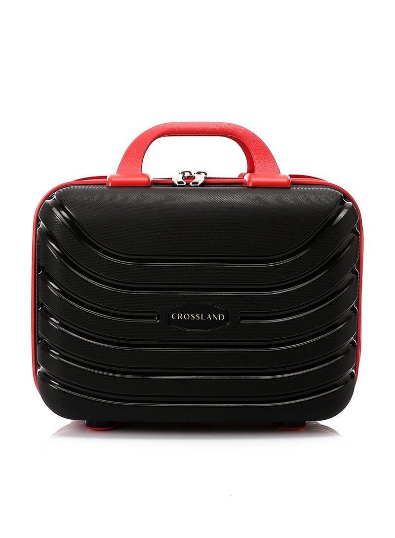 كروسلاند حقيبة مكياج كروسلاند - حقيبة مستحضرات تجميل متينة من البولي بروبيلين، منظم سفر، خفيفة الوزن وأنيقة - لون أسود وأحمر - Image 2
