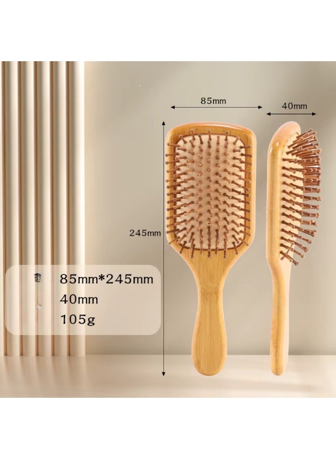 NIKITA.VIVI فرشاة شعر من الخيزران لتدليك فروة الرأس ونمو الشعر مضادة للتجاعيد وخالية من الكهرباء الساكنة للشعر الكثيف والرفيع والمجعد والجاف فرشاة خشبية لفك تشابك الشعر للنساء والرجال والأطفال فرشاة فك التشابك المسطحة - Image 3