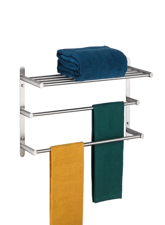 KOKOSIRI 3 Tier Bath Towel Bar 24 Inch Wall Mounting Rack with Towel Bars Towel Shelf with Single Towel Bar Bathroom Ladder, Brushed Steel, B5003BR - Image 1