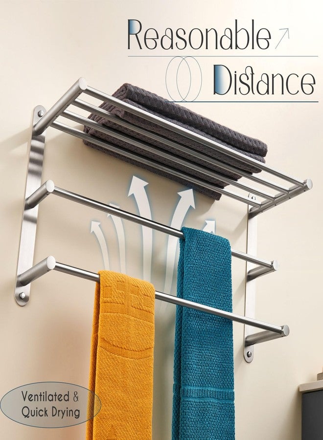 KOKOSIRI 3 Tier Bath Towel Bar 24 Inch Wall Mounting Rack with Towel Bars Towel Shelf with Single Towel Bar Bathroom Ladder, Brushed Steel, B5003BR - Image 5