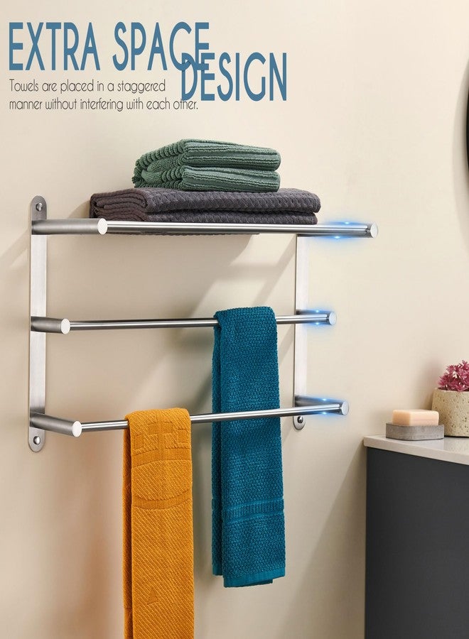 KOKOSIRI 3 Tier Bath Towel Bar 24 Inch Wall Mounting Rack with Towel Bars Towel Shelf with Single Towel Bar Bathroom Ladder, Brushed Steel, B5003BR - Image 4