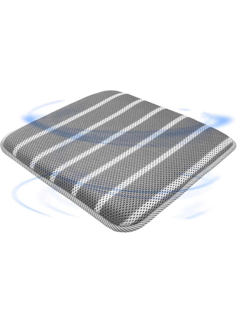 Zikra Office Chair Cushion, Square Non-Slip Car Seat Cushion with 3D Airmesh Pad, Car Seat Cooling Pad, Easy to Wash, Breathable Travel Seat for Long Sitting, Pressure Relief Seat Cushion, Grey - Image 1
