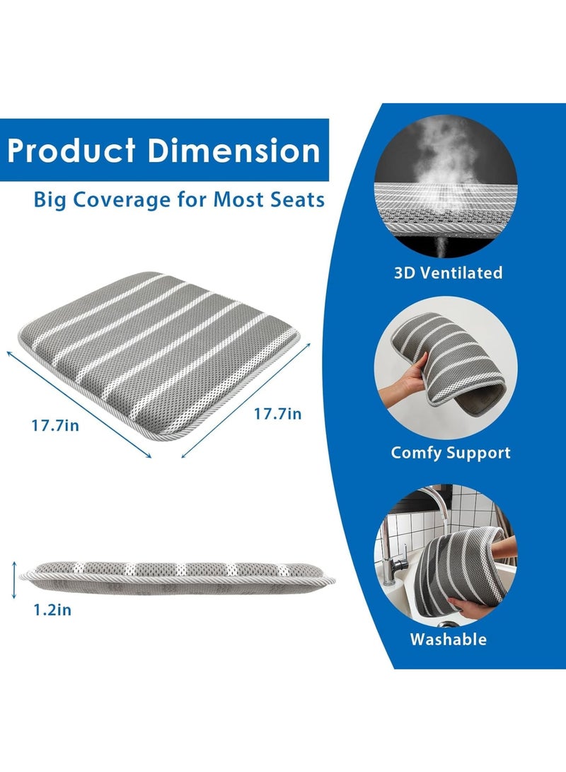 Zikra Office Chair Cushion, Square Non-Slip Car Seat Cushion with 3D Airmesh Pad, Car Seat Cooling Pad, Easy to Wash, Breathable Travel Seat for Long Sitting, Pressure Relief Seat Cushion, Grey - Image 4