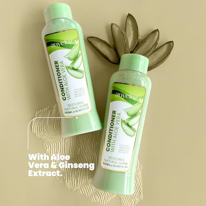 ANYELUZ Aloe Vera Argan Oil Conditioner, Moisture-Rich and Lightweight Nourishing Formula, Detangler for All Hair Types, Daily Use - Image 4