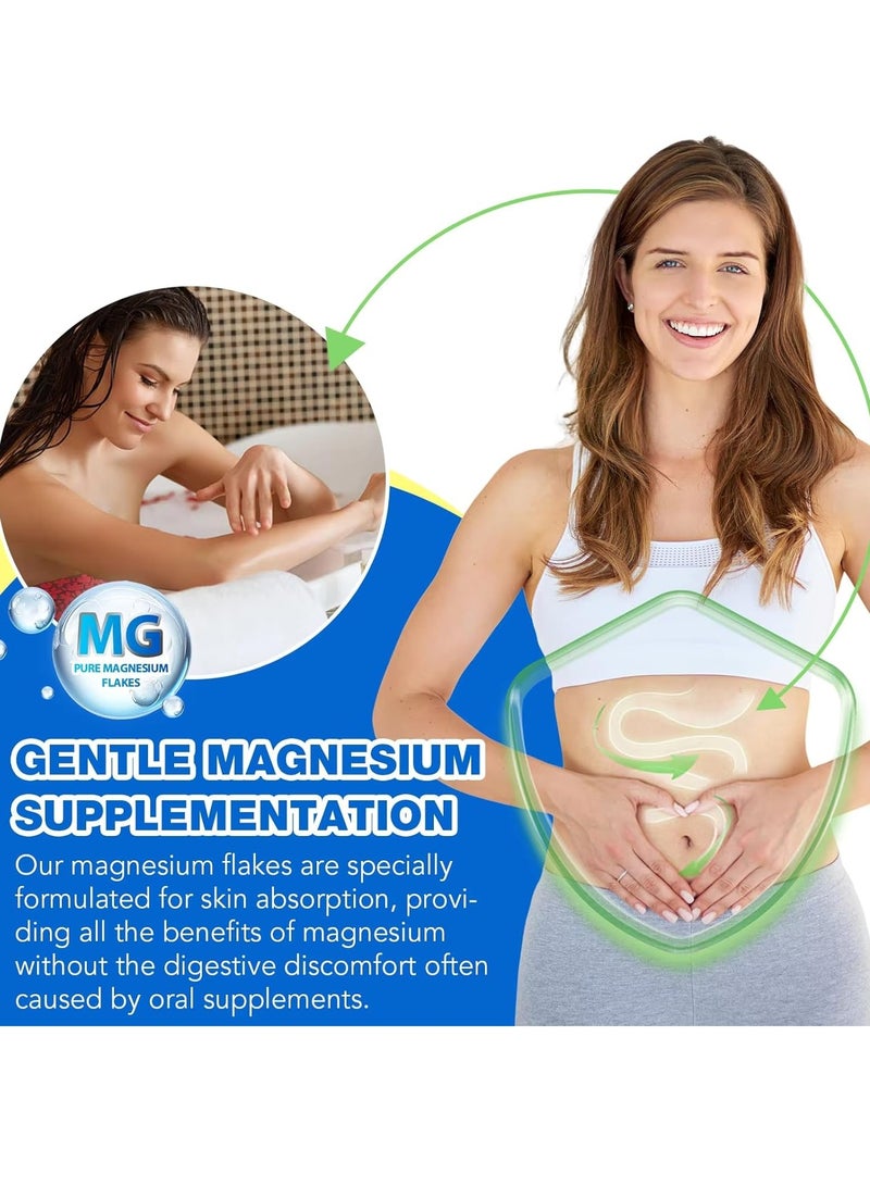 ALIVER 350 جرام من رقائق المغنيسيوم للاستحمام - ملح مغنيسيوم طبيعي لتخفيف الاسترخاء وتخفيف توتر العضلات - رقائق مغنيسيوم عضوية للاستحمام - Image 4