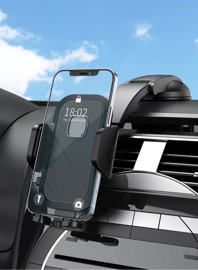 هوديوس حامل هاتف السيارة بكأس شفط عالمي للوحة القيادة والزجاج الأمامي للسيارة مع كوب شفط قوي مقاوم للحرارة متوافق مع هاتف iPhone 15 14 13 أسود - Image 1