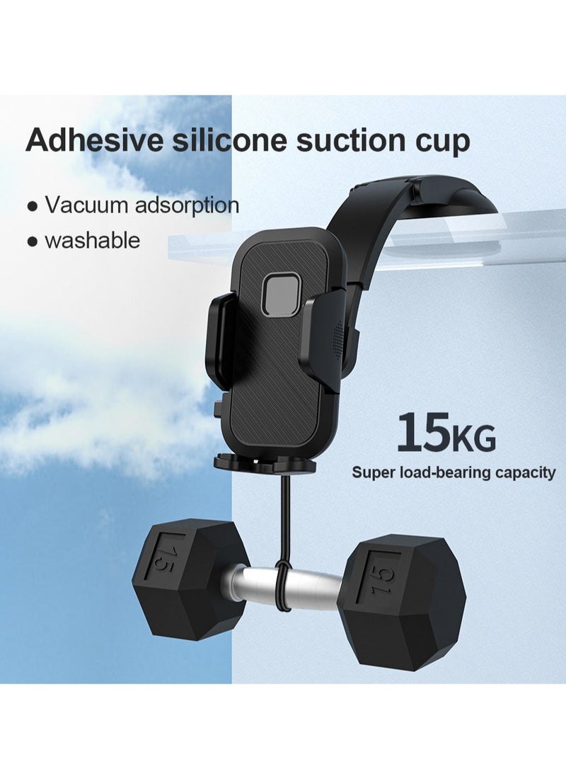 هوديوس حامل هاتف السيارة بكأس شفط عالمي للوحة القيادة والزجاج الأمامي للسيارة مع كوب شفط قوي مقاوم للحرارة متوافق مع هاتف iPhone 15 14 13 أسود - Image 2