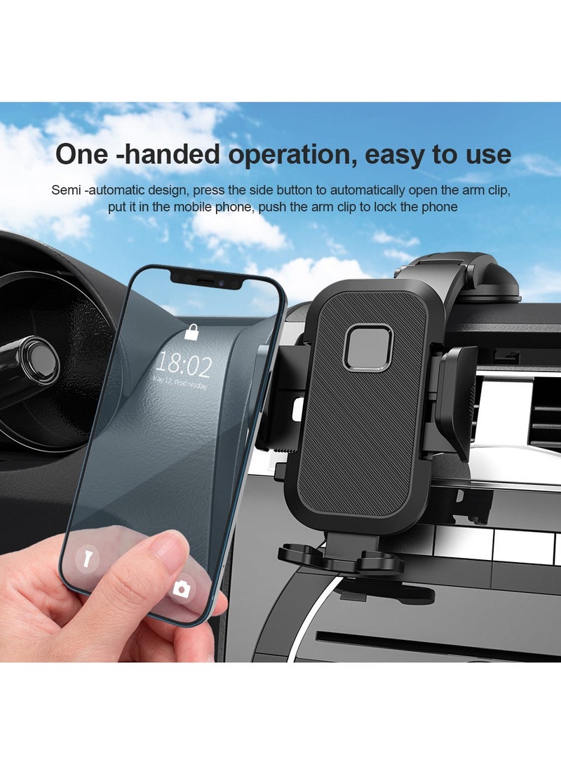 هوديوس حامل هاتف السيارة بكأس شفط عالمي للوحة القيادة والزجاج الأمامي للسيارة مع كوب شفط قوي مقاوم للحرارة متوافق مع هاتف iPhone 15 14 13 أسود - Image 3