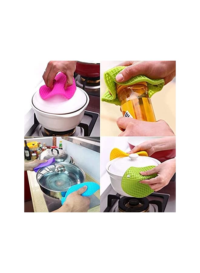 KASTWAVE 5 Pcs Extra Thick Silicone Round Trivet Mats Multi-Purpose Pot Holder Non-Slip Trivets for Hot Pots and Pans Heat Resistant Mat Thickness for Tables Countertops Kitchen (5 Colors) - Image 2