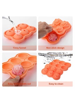 Y&D Ice Cube Mold Tray,6 Large Rose Balls 1.8'' Easy Release Silicone for Cocktails,Drinks,Whiskey,Bourbon & Homemade Juice (ORANGE)  - Image 2