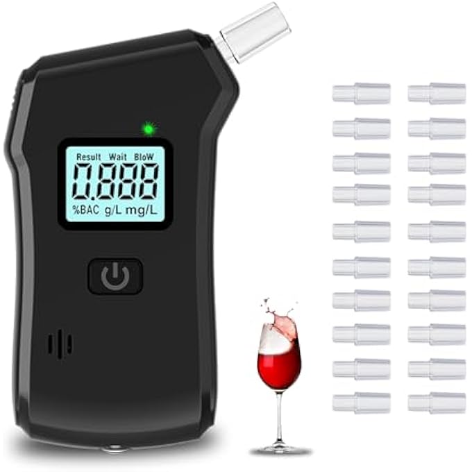 rayihni Alcohol Tester, Police Accurate Alcohol Meter with 20 Mouthpieces, Professional Alcohol Meter, Alcohol Tester with Digital LCD Display and Semiconductor Sensor Technology - Image 2