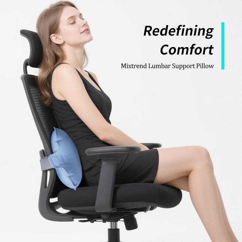 Mixtrend Travel Lumbar Pillow Inflatable Lumbar Support Pillow with Memory Foam, Back Support Pillow for Airplane Long Flight, Essential Travel Support Pillow for Women Men Kids（Mist Blue） - Image 3