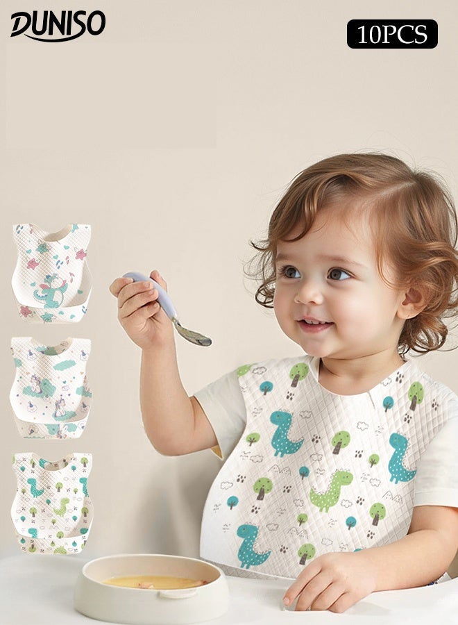 DUNISO 20 Pack Disposable Baby Bibs Infants Comfortable and Waterproof Disposable Feeding Aprons Absorbency Breathable U-Shape Individually Package Feeding Drool Aprons with Adjustable Straps for Newborns Toddlers - Image 2