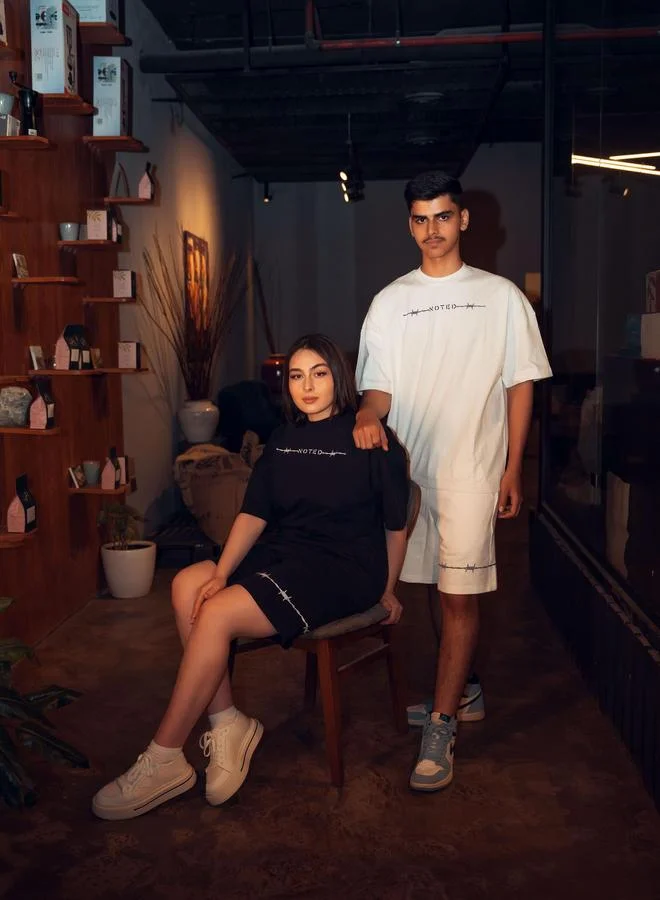 Take Two White White Graphic Print T-Shirt and Shorts Co-Ords -Unisex By Noted for Men | Best Price UAE