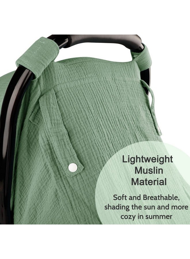 Hooyax أغطية مقاعد السيارة من موسلين للأطفال غطاء مقعد السيارة الصيفي للأطفال الأولاد والبنات مع نافذة قابلة للتنفس خفيفة الوزن مظلة مقعد السيارة للرضع باللون الأخضر - Image 3