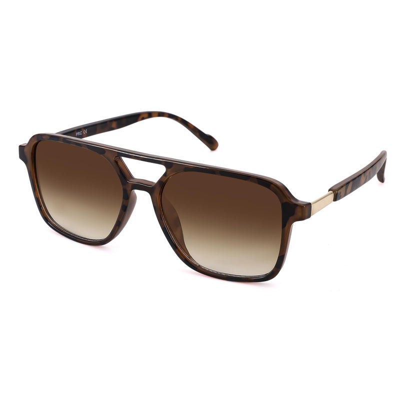 GLARDEFE Retro Aviator Sunglasses for Women Men - Trendy Cool Square Womens Mens Shades Sun Glasses(Tortoise/Gradient Brown) - Image 1