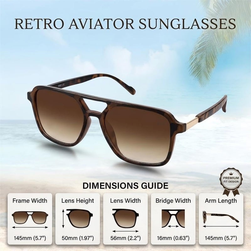 GLARDEFE Retro Aviator Sunglasses for Women Men - Trendy Cool Square Womens Mens Shades Sun Glasses(Tortoise/Gradient Brown) - Image 5