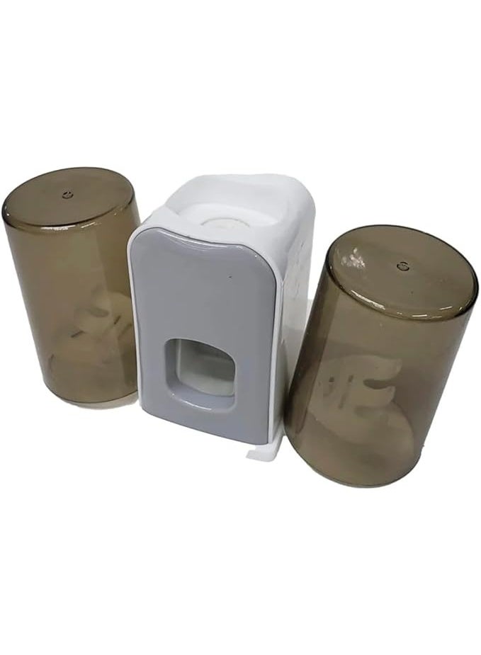 حامل فرشاة أسنان متعدد الوظائف، منظم جداري مع أكواب وموزع معجون أسنان أوتوماتيكي، حل تخزين صحي للحمام للعناية اليومية بالفم للعائلة - Image 3