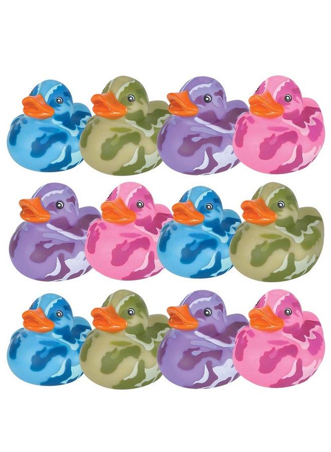 ArtCreativity 2 Inch Camouflage Rubber Duckies Pack Of 12 Cute Duck Bath Tub Pool Toys In Assorted Colors Ideal For Camothemed Parties Fun Decorations Carnival Supplies Party Favor Small Prize - Image 1