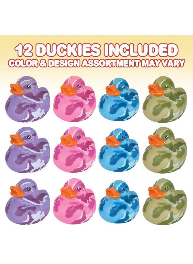 ArtCreativity 2 Inch Camouflage Rubber Duckies Pack Of 12 Cute Duck Bath Tub Pool Toys In Assorted Colors Ideal For Camothemed Parties Fun Decorations Carnival Supplies Party Favor Small Prize - Image 3