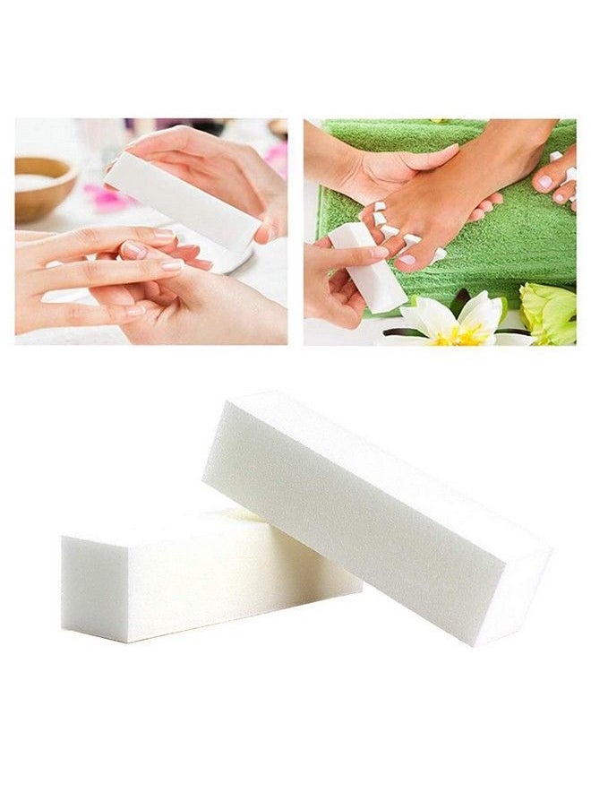 ericotry - 10Pcs White Square Sponge Nail File Art Buffer Buffing Sanding Block Grit Manicure Polisher Pedicure Nail Tool For Fingernails Toenails - Image 1