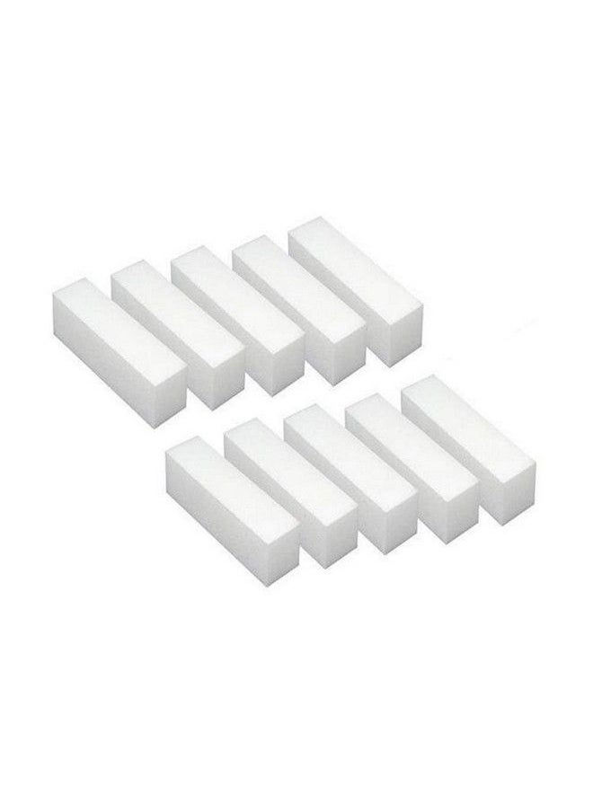 ericotry - 10Pcs White Square Sponge Nail File Art Buffer Buffing Sanding Block Grit Manicure Polisher Pedicure Nail Tool For Fingernails Toenails - Image 1