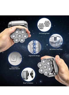 SYOSI Bald Head Shavers for Men Waterproof Electric Rechargeable Balding Head Shaver Professional Anti-Pinch Shave Bald Head Wet&Dry Rotary Close Razor with Replaceable Grooming Shaving Heads  - Image 5