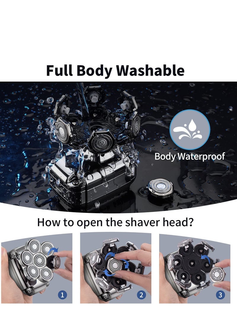 SYOSI - Bald Head Shavers for Men Waterproof Electric Rechargeable Balding Head Shaver Professional Anti-Pinch Shave Bald Head Wet&Dry Rotary Close Razor with Replaceable Grooming Shaving Heads - Image 1