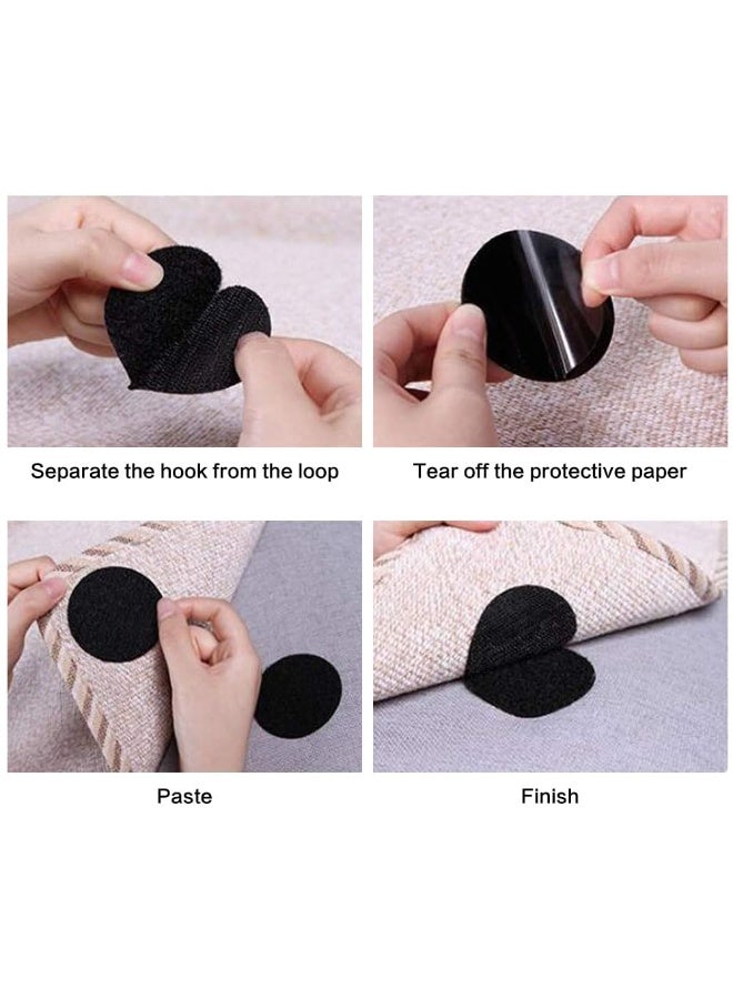 JZS Adhesive Tape Sticky Back Hook Loop Dots,Double Sided Industrial Strength Coins,Heavy Duty Rug Carpet Gripper Pad Mounting Tape for Wall Decor or Tools Hanging,Round and Square,Black,24 Pairs - Image 3