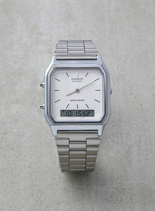 Men Vintage Water Resistant Analog & Digital Watch AQ-230A-7DMQ - 30 mm - Silver - view 4