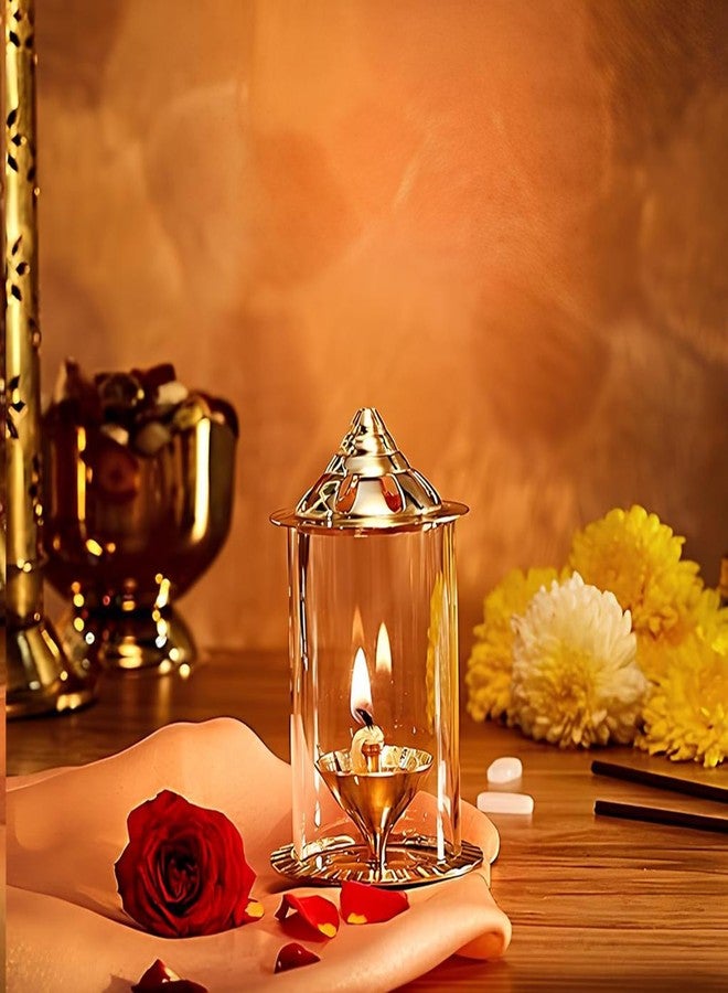 كلاسيك غطاء زجاجي صغير الحجم من زجاج البوروسيليكات الكلاسيكي لمصابيح نافجيوتي ديا - واقي من الرياح لمصابيح أكهاند جيوتي، مناسب لشموع الشاي وشموع الشاي LED، ارتفاع 2.6 بوصة، عرض 1.57 بوصة | عبوة من قطعة واحدة - Image 5