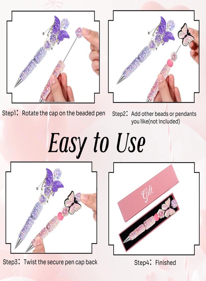 KUNHEHO 10Pcs Beadable Pens Full Pearl Fancy Pen for Beads Cute Journalling Pens for Women Fun Bling Ballpoint Pens Tween girls Gifts Trendy Stuff - Image 3