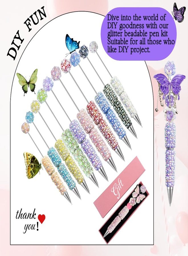KUNHEHO 10Pcs Beadable Pens Full Pearl Fancy Pen for Beads Cute Journalling Pens for Women Fun Bling Ballpoint Pens Tween girls Gifts Trendy Stuff - Image 4