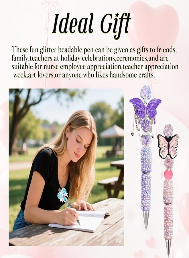 KUNHEHO 10Pcs Beadable Pens Full Pearl Fancy Pen for Beads Cute Journalling Pens for Women Fun Bling Ballpoint Pens Tween girls Gifts Trendy Stuff - Image 5