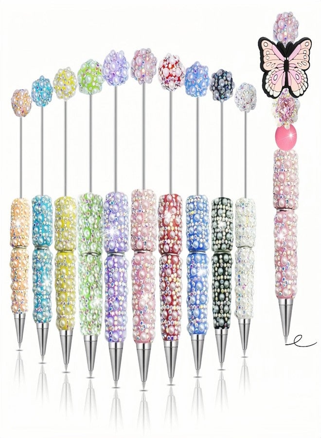 KUNHEHO 10Pcs Beadable Pens Full Pearl Fancy Pen for Beads Cute Journalling Pens for Women Fun Bling Ballpoint Pens Tween girls Gifts Trendy Stuff - Image 1