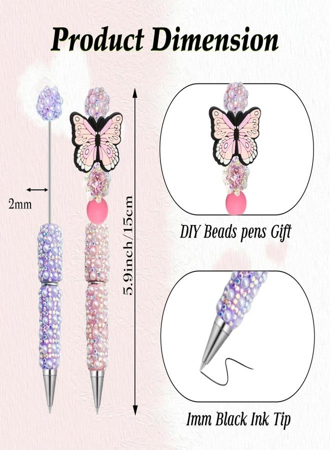 KUNHEHO 10Pcs Beadable Pens Full Pearl Fancy Pen for Beads Cute Journalling Pens for Women Fun Bling Ballpoint Pens Tween girls Gifts Trendy Stuff - Image 2