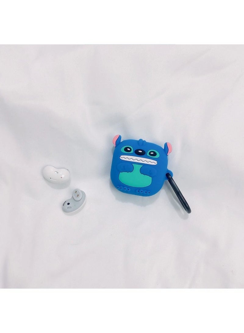 Case Compatible with Samsung Galaxy Buds 2 Case (2021) / Galaxy Buds Pro Case (2021) / Galaxy Buds Live/Buds 2 Pro Cartoon Silicone Full Protective Cute Covers for Girls Women Blue Stitch - Image 2