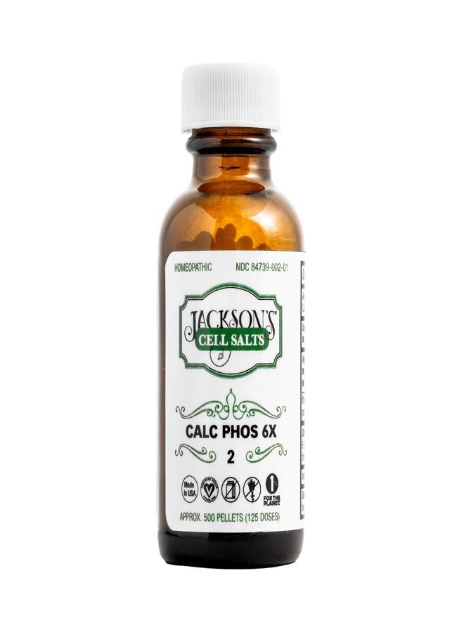 Jackson's #2 Cell Salt Calc Phos 6X (500 Pellet Bottle) – Certified Vegan, Lactose-Free Schuessler Tissue Salt Calcarea Phosphorica 6X (Made in USA) - Image 1