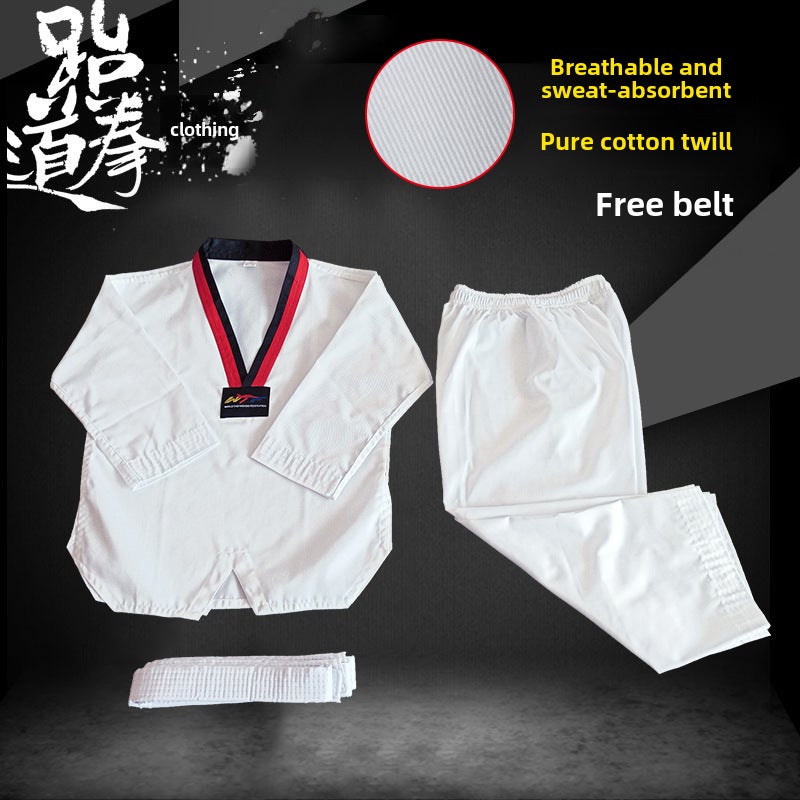 Generic Kids Taekwondo Uniform Breathable White Long Sleeve Set twill 