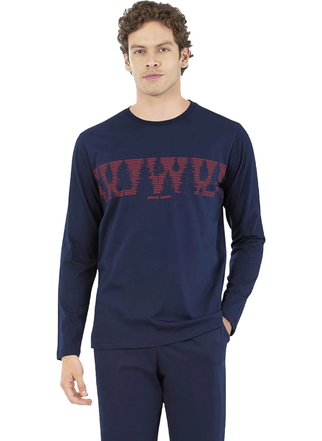 pierre cardin Men's Long Sleeve Seasonal Pajama Set, Cotton, Pocket Detail