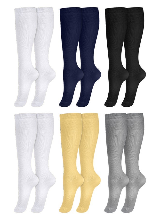 VITION 6 Packs Men and Women's Compression Socks 15-20 mmHg Moderate Pressure Medical Quality Support Best Comfort Fit Moisture Wicking Circulation Travel Multicolour XXL - Image 2
