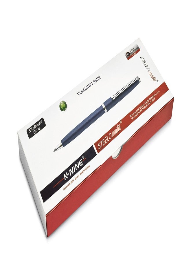 K-NINE Steelomatic Bold Ballpoint Pen (Blue Textured) - Image 2