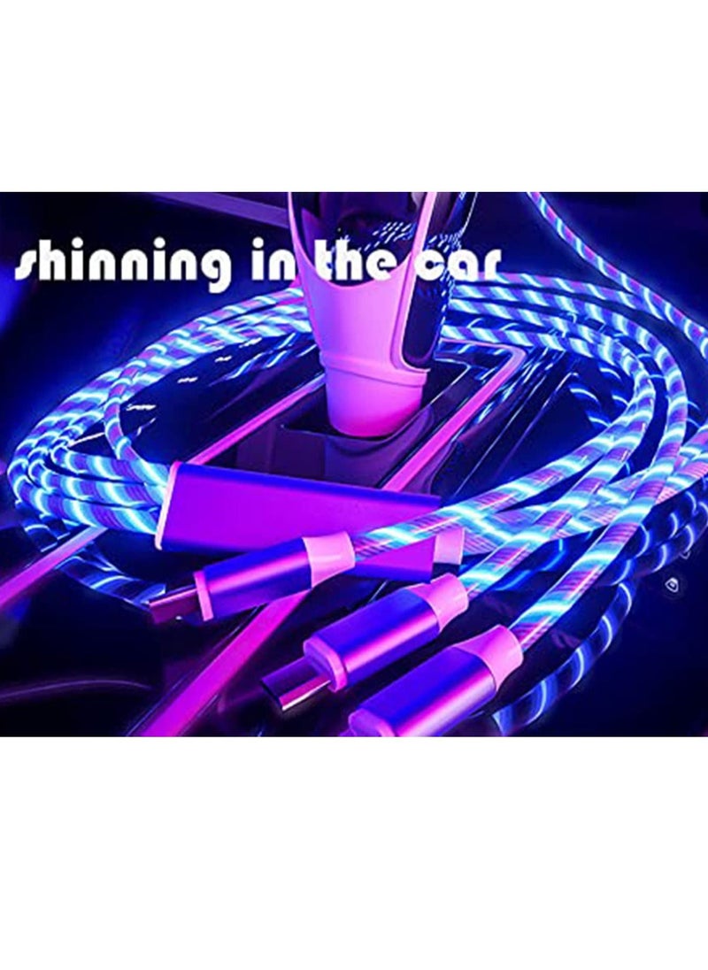 SYOSI Flowing Charging Cable,3 in 1 LED 3.9FT USB Fast Charger Cord, Light up Shinning Car Charging Wire 2 Pack  - Image 5