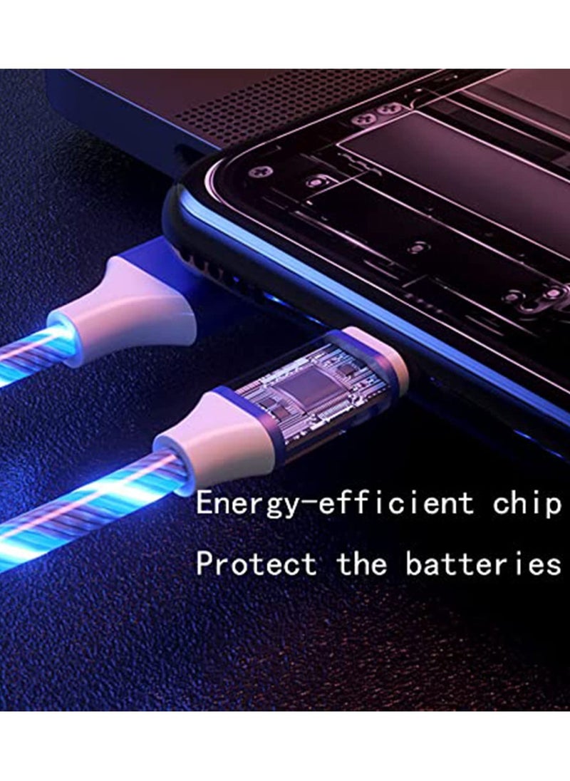 SYOSI Flowing Charging Cable,3 in 1 LED 3.9FT USB Fast Charger Cord, Light up Shinning Car Charging Wire 2 Pack  - Image 4