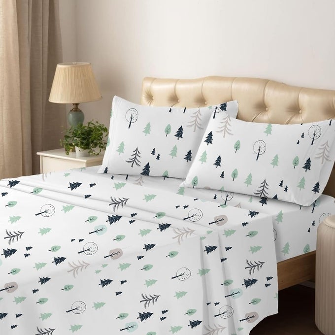 BEDSHEET KING SIZE BED 100 MICROFIBER 1 KING SIZE BEDSHEET MICROFIBER 108 X 108 INCH AND 2 PILLOW COVERS WINTER FOREST