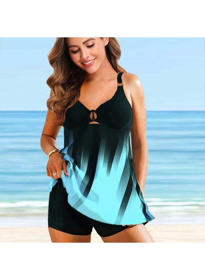 Yoxier Women's Bohemian Print Tankini Swimdress Set