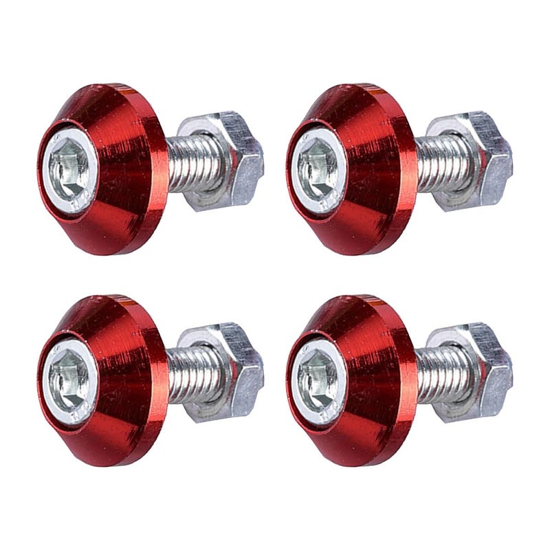 LHDOS 4PCS Motorcycle License Plate Bolts Aluminum Alloy Car Tag License Plate Screw Decorative Kit License Plate Frame Fastener Accessories for Most Motorcycles Cars Trucks Red - Image 3