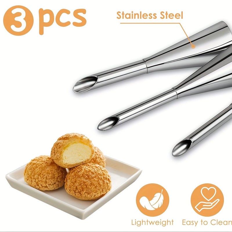 304 Stainless Steel Small Puff Cream Filling Nozzle for Puff Pastry Cake Decorating Baking Tool Set Reusable Gift - Image 2