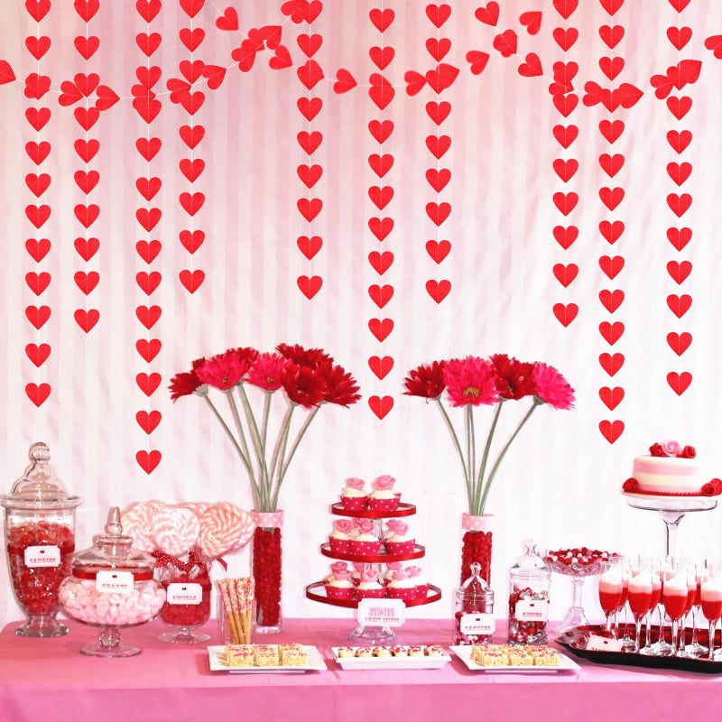 Hugtmr Red Heart Romantic Party-Decorations Garland - 62FT Glitter Special Night Galentines Hanging Streamers Banner,Valentines Girl Wedding Anniversary Baby Bridal Shower Birthday Decor Supplies Hugtmr - Image 5