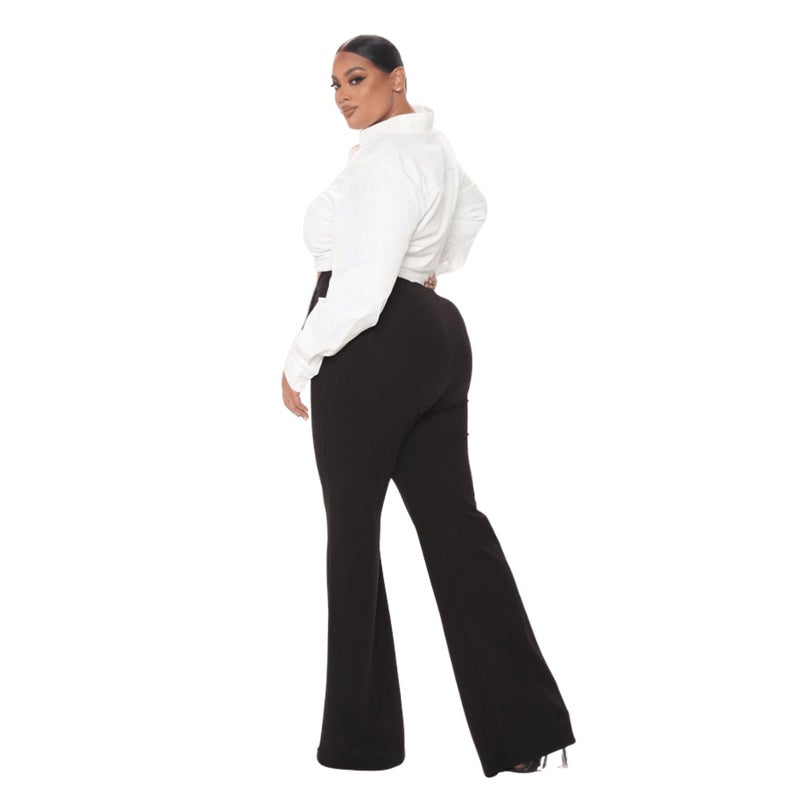 Charyeah Women's Wide Leg Dress Pants High Waisted Straight Leg Stretchy Business Office Work Pants Trousers (Medium, Black) - Image 3